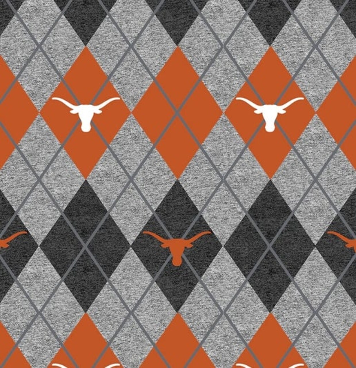 Licensed NCAA University of Texas Argyle Fleece Fabric by the Yard